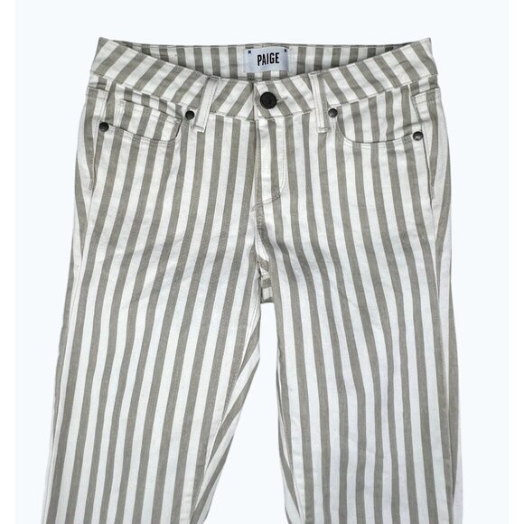 Paige Verdugo Ankle Skinny Jeans Womens Gray/White Striped Stretch Size 26 - Picture 6 of 16